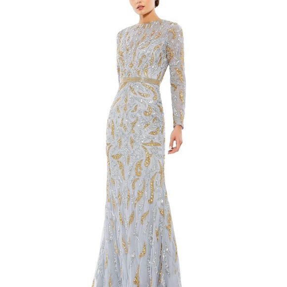 MAC DUGGAL BEADED LONG SLEEVE
EVENING GOWN size 10 brand New - Picture 1 of 15